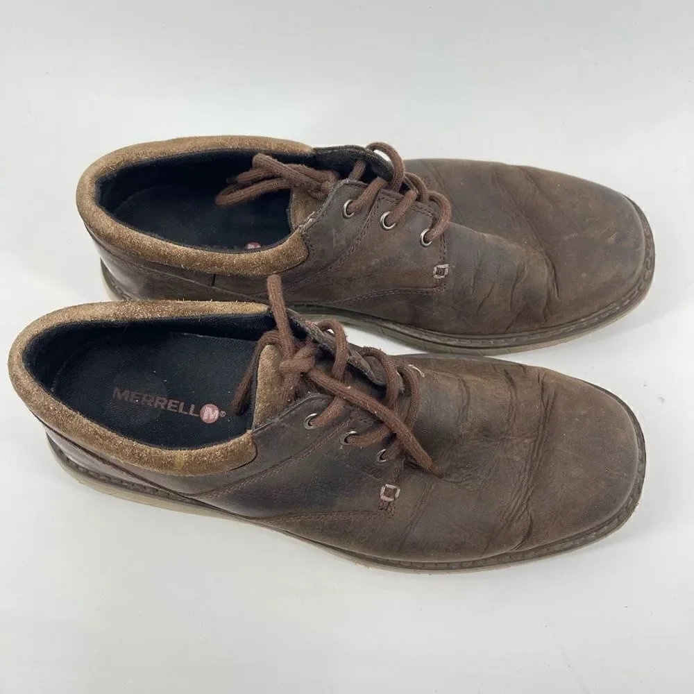 Merrell Mens Oxford Shoes World Vue Lace Up Leather J94355 Brown Size 10